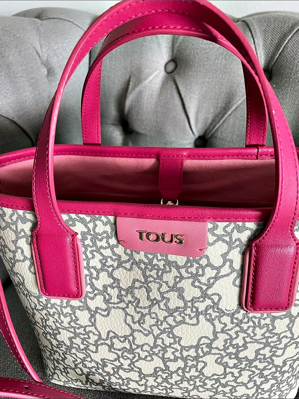 TOUS Patterned Tote Pink & White - Picture 5 of 11